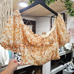 Altard State Fully Lined Top Nwot Puff Sleeve Floral Cottage Core